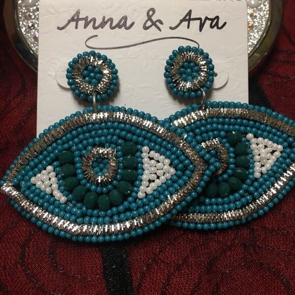 Anna & Ava Evil Eye Beaded Earrings NWT - Picture 2 of 2